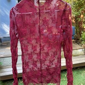 Elegant Burgundy Lace Top